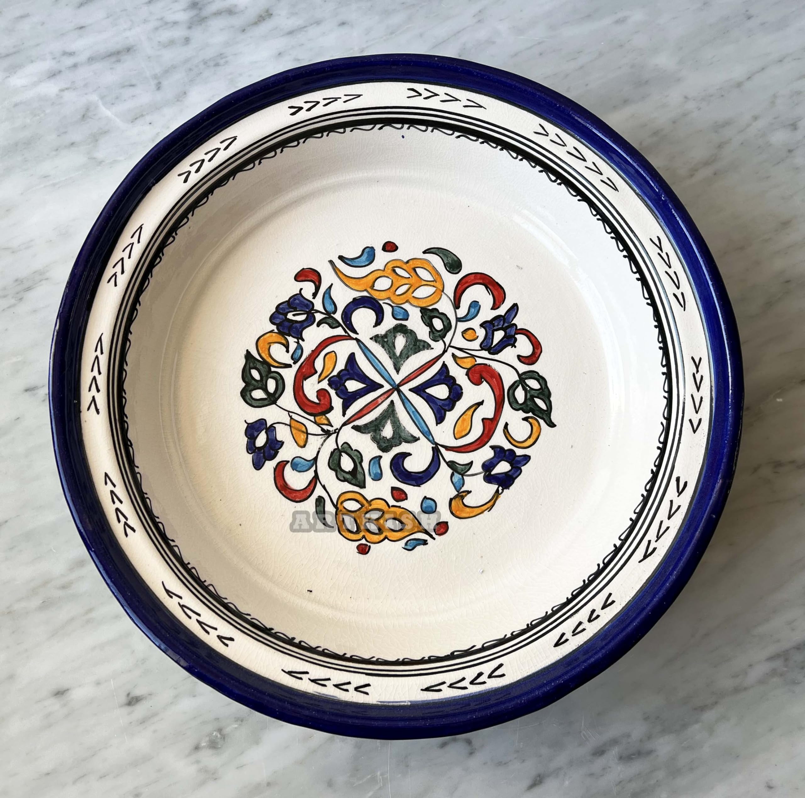 ARTKISH Hand Painted Moroccan Ceramic Tagine Cooking Pot Cookware for Cook and Serving - Pottery Tajin Dishware Perfect Housewarming Gift. (35cm = 14 inch)