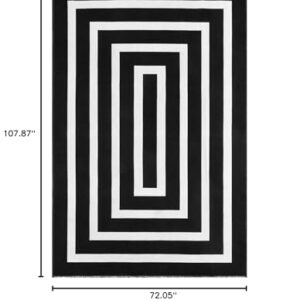 Lahome Black and White Outdoor Rug, Area Rug 6x9 Indoor Outdoor Patio Rug Washable Woven Cotton Rug for Living Room, Large Farmhouse Geometric Outdoor Rug 6x9 Floor Carpet for Dining Backyard