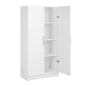 Prepac Elite Storage Accent Cabinet with Panel Doors, White Storage Cabinet, Bathroom Cabinet, Pantry Cabinet with 3 Shelves 16.75" D x 32" W x 65" H