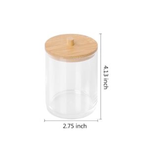 UUYYEO Clear Acrylic Cotton Pad Holder Cotton Swab Dispenser Jar Canister Cotton Rounds Case Vanity Countertop Organizer Jar Cotton Ball Storage Container with Lid