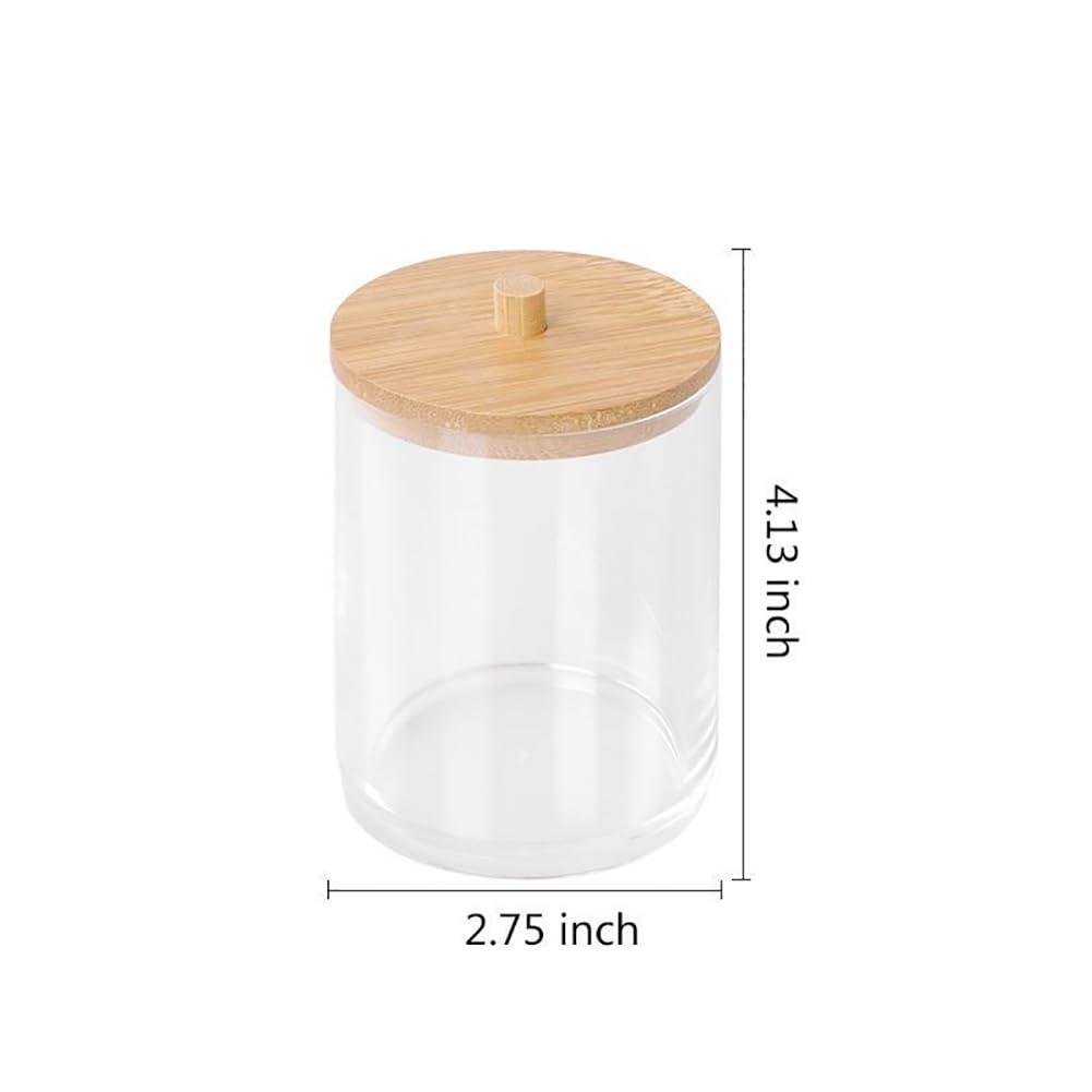 UUYYEO Clear Acrylic Cotton Pad Holder Cotton Swab Dispenser Jar Canister Cotton Rounds Case Vanity Countertop Organizer Jar Cotton Ball Storage Container with Lid