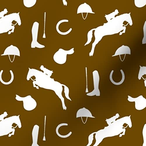 Spoonflower Fabric - Equestrian Brown White Horse Horses Wild Sketch Printed on Polartec(R) Fleece Fabric Fat Quarter - Sewing Blankets Loungewear and No-Sew Projects