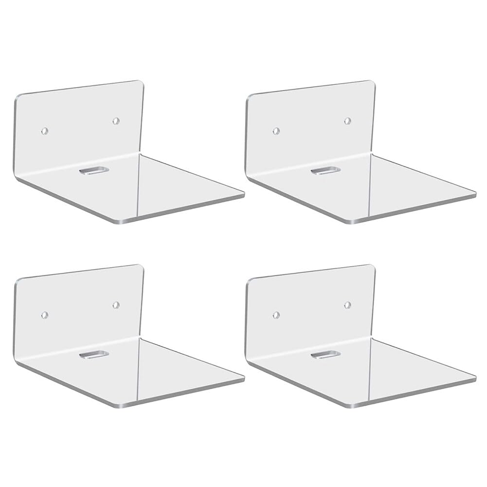 PHEZEN 4 Pcs Floating Wall Shelf Holder, Invisible Floating Bookshelf Heavy Duty Wall Mounted Hallway Kitchen Bathroom Supplies Book Organizer Metal Shelves Holder Display Stand Type 5