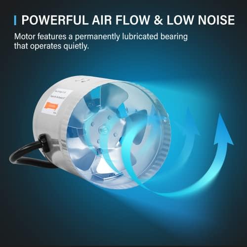 iPower 4 Inch Inline Booster Duct Fan 100 CFM HVAC Exhaust Ventilation Blower with Low Noise for Grow Tent, Basements, Bathrooms, Kitchens and Attics