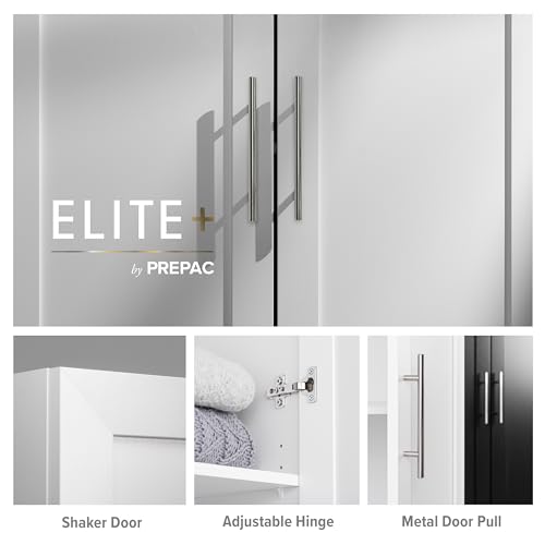 Prepac Elite Storage Accent Cabinet with Panel Doors, White Storage Cabinet, Bathroom Cabinet, Pantry Cabinet with 3 Shelves 16.75" D x 32" W x 65" H