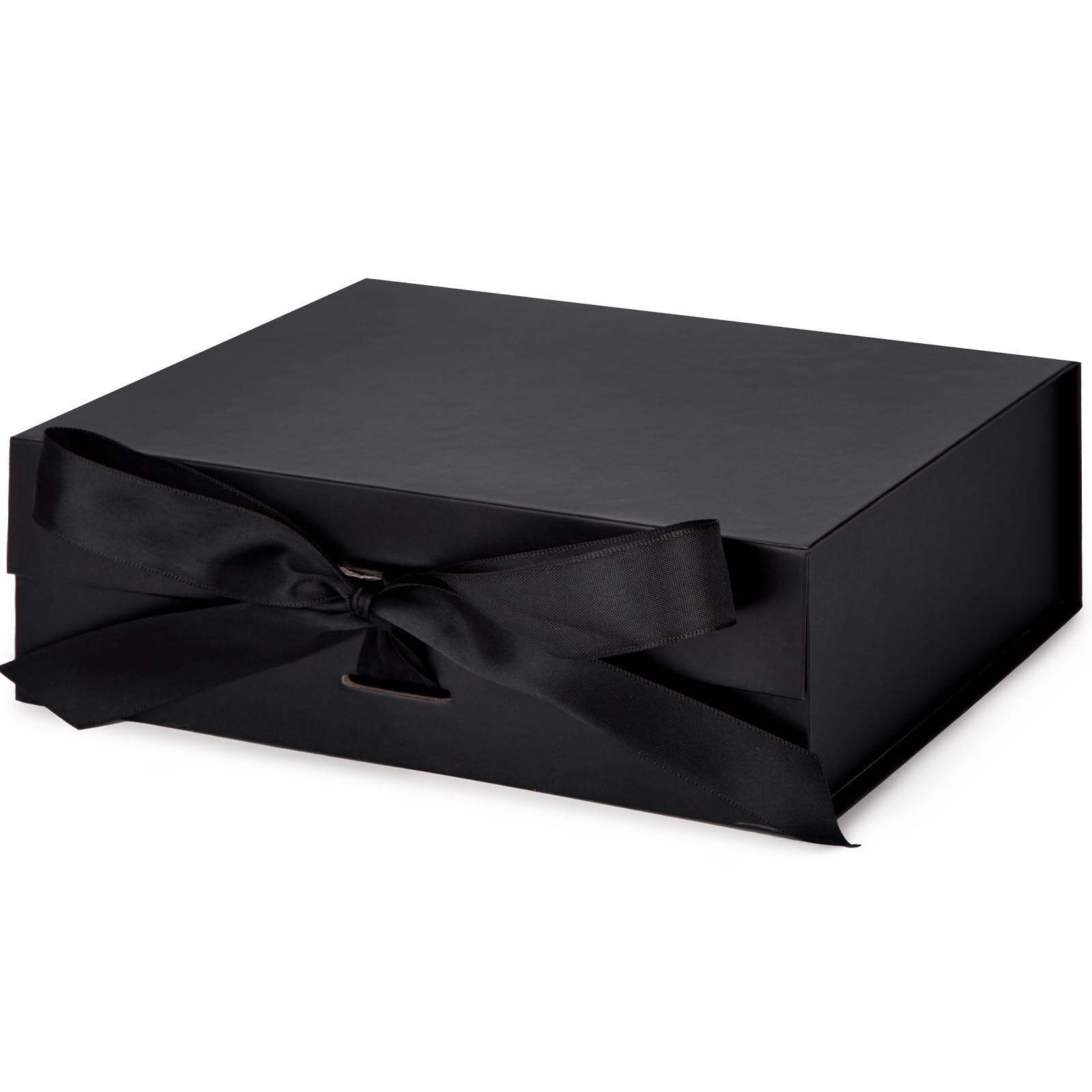 VGOODALL Black Gift Box,10.5 x 7.5 x 3.1 inches Gift boxes for Presents with Lids, Magnetic Closure Collapsible Groomsman Proposal Box with Ribbon Used for Halloween, Birthday, Anniversary Present