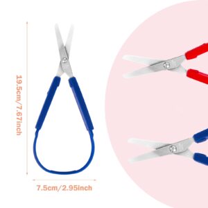 2 Pcs Loop Scissors Grip Scissors Adaptive Cutting Scissors Loop Handle Easy Self Opening Scissors Mini Loop Scissor for Kids Children Toddler Adults Special Needs, Paper Cutting Sewing Work Art Craft