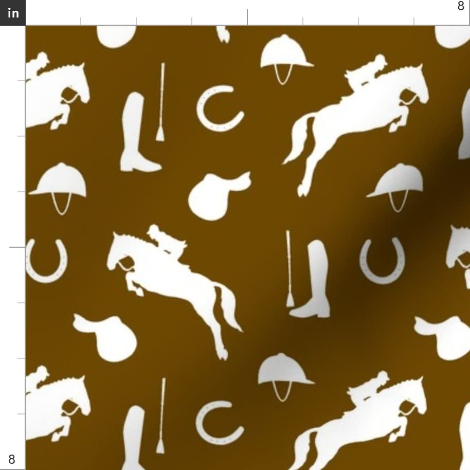 Spoonflower Fabric - Equestrian Brown White Horse Horses Wild Sketch Printed on Polartec(R) Fleece Fabric Fat Quarter - Sewing Blankets Loungewear and No-Sew Projects