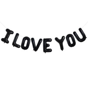 toniful 16 inch i love you balloons valentine’s day decoration letter foil balloons - perfect for romantic valentine's day wedding bridal shower anniversary engagement party supplies（black）