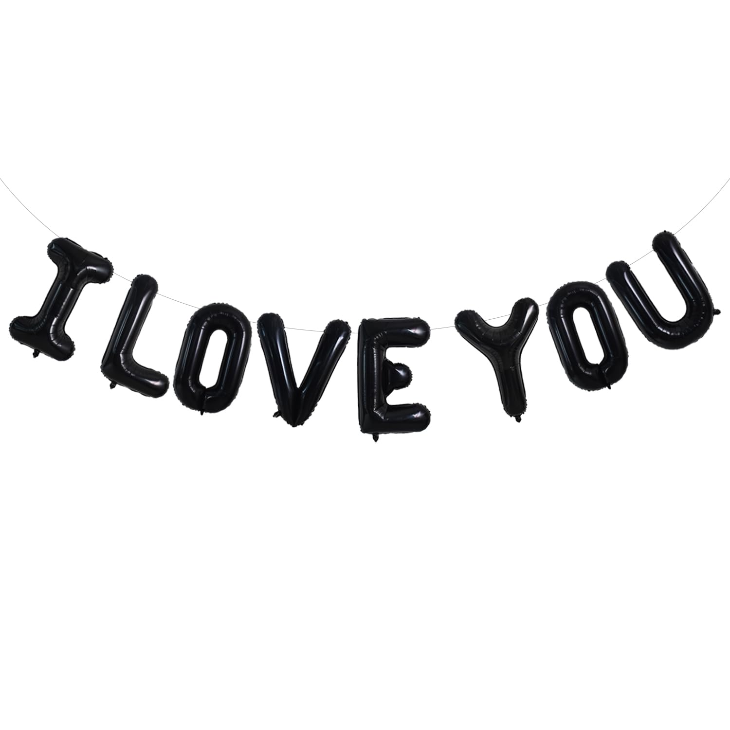 TONIFUL 16 Inch I Love You Balloons Valentine’s Day Decoration Letter Foil Balloons - Perfect for Romantic Valentine's Day Wedding Bridal Shower Anniversary Engagement Party Supplies（Black）