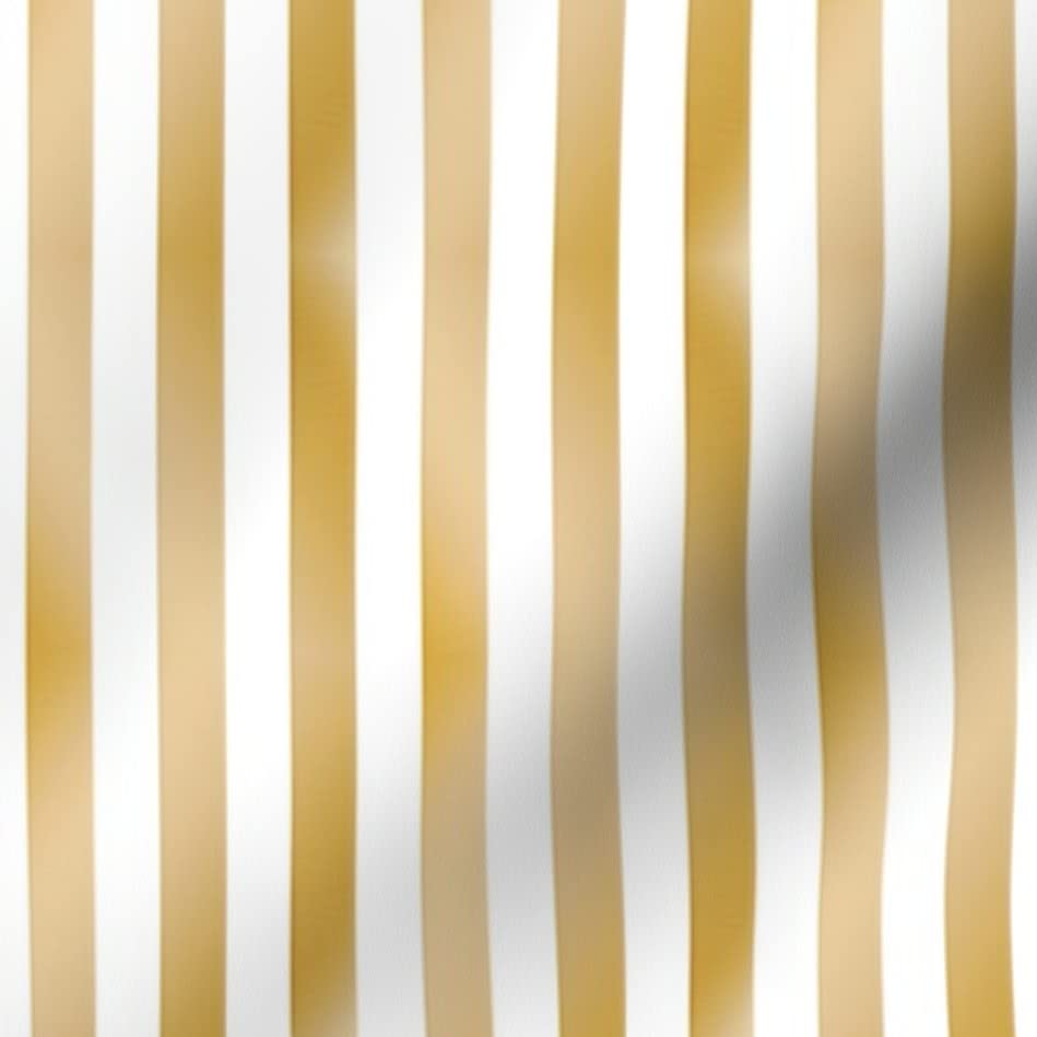 Spoonflower Fabric - Gold Stripe White Geometric Silver Golden Printed on Petal Signature Cotton Fabric by The Yard - Sewing Quilting Apparel Crafts Decor