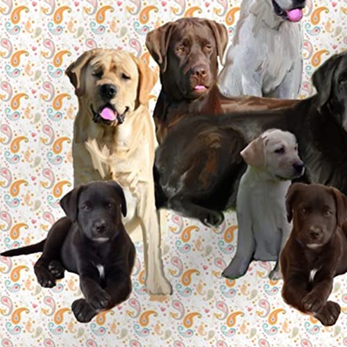 Spoonflower Fabric - Labrador Retriever Retrievers Lab Dogs Animals Paisley Pastel Printed on Petal Signature Cotton Fabric Fat Quarter - Sewing Quilting Apparel Crafts Decor