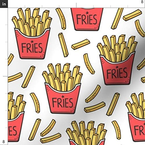 Spoonflower Fabric - French Fries Food Red White Autumn Fall Spring Summer Pop Art Dinner Printed on Petal Signature Cotton Fabric Fat Quarter - Sewing Quilting Apparel Crafts Decor