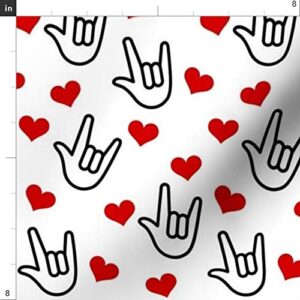 Spoonflower Fabric - Love Yous Hearts Valentine You Sign Language Printed on Polartec(R) Fleece Fabric Fat Quarter - Sewing Blankets Loungewear and No-Sew Projects