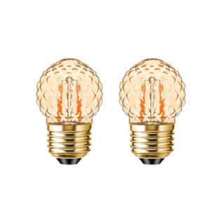 dimmwat mini g40 e26 low watt led decor light bulbs 1w night light bulbs 10 watt small edison bulb 2200k warm white amber glass bulbs for bedroom lawn patio,100 lumens, 2pack