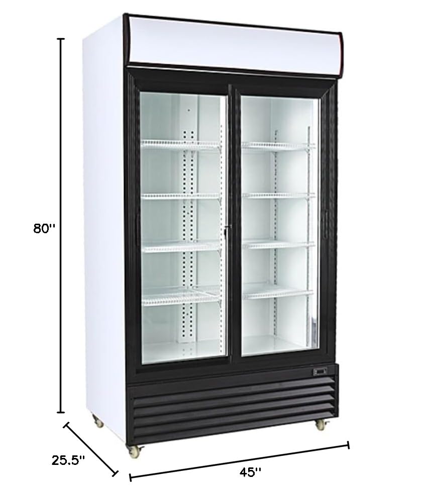 New Procool Refrigeration Double SLIDING Door Upright Display Beverage Cooler Merchandiser; 35 Cubic Ft., 45" Wide