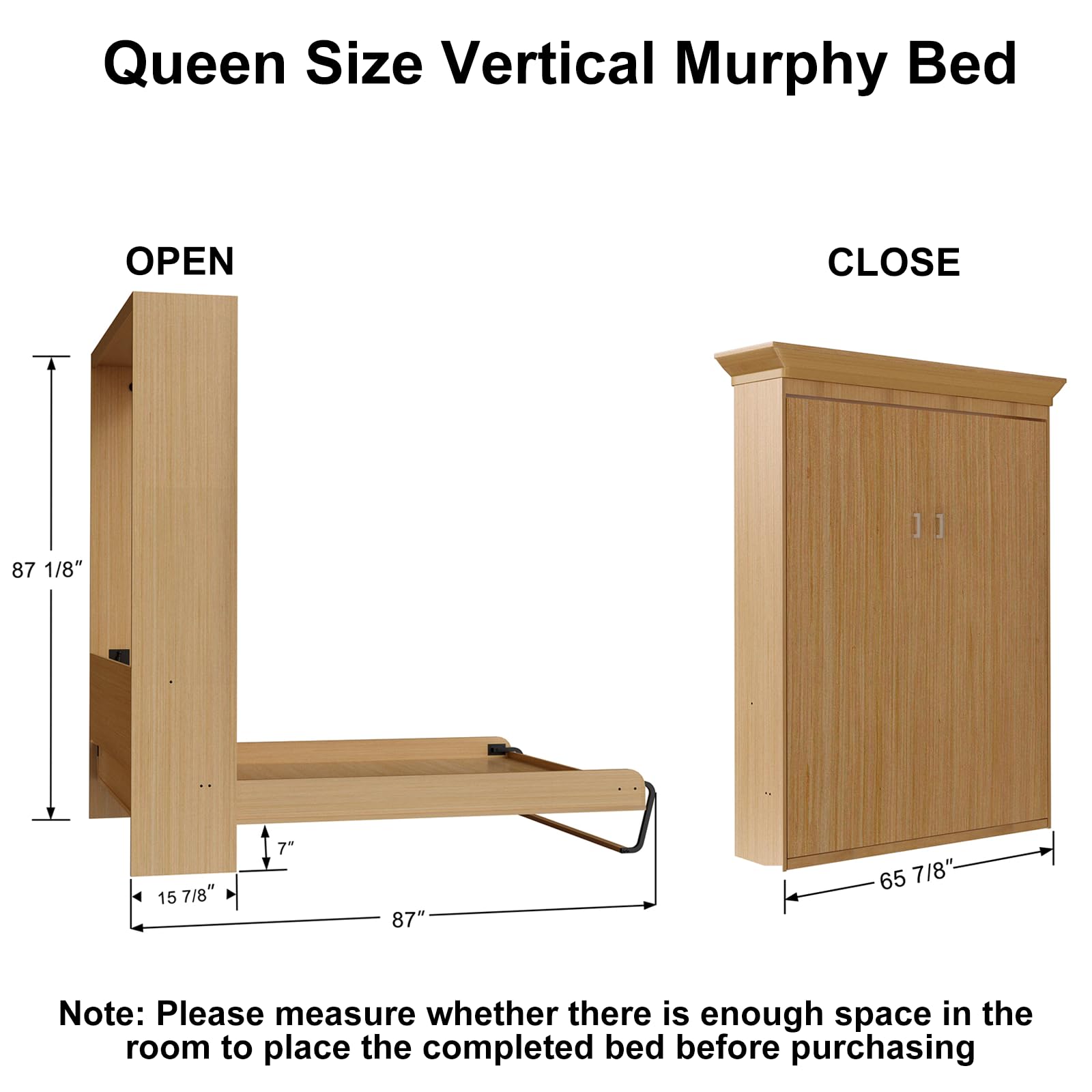 ROOMTEC Queen Murphy Bed Hardware Kit, Folding Wall Bed Kit,Vertical,Easy to Install,Saving Space