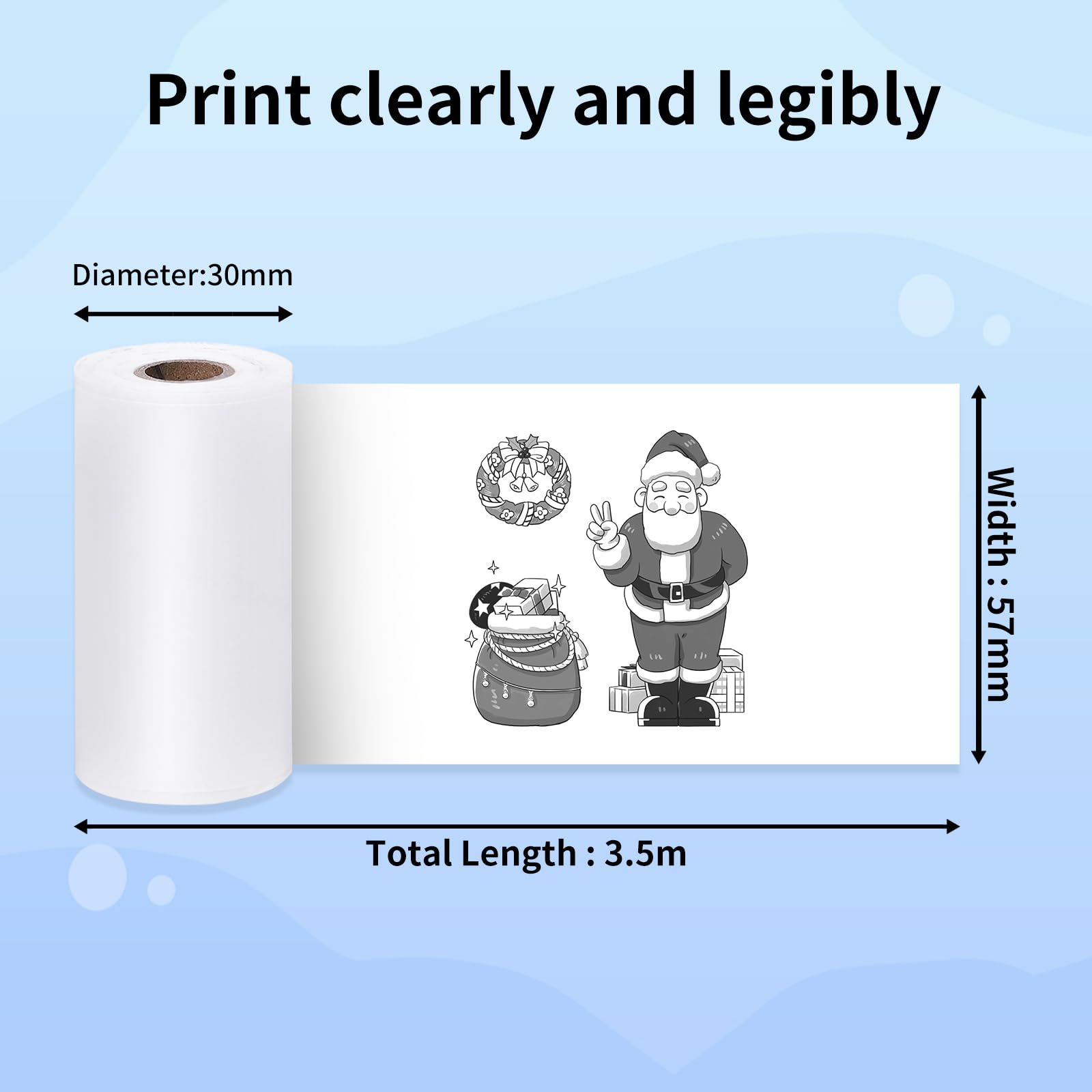 Mini Printer Sticker Photo Paper Compatible with Suave Anycash Cabaro Cudinham Peripage A6 TP6S Printer Paper Sticker Pocket Thermal Paper 57mm x30mm White Self-Adhesive for Photo Journal Notes Memo