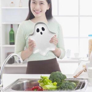 LYAPEONY Ceramic Ghost Plate (10.6 * 9.1in) | Reusable Halloween Plate for Everything from Desserts, Salads, Snacks, Candy, Appetizers and More (1)