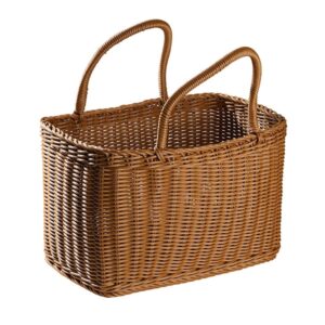 cabilock 1pc woven basket storage bins with lids round laundry basket tote with wheels wicker baskets for storage woven magazine basket tote bags boy summer convenience bag plastic shopping