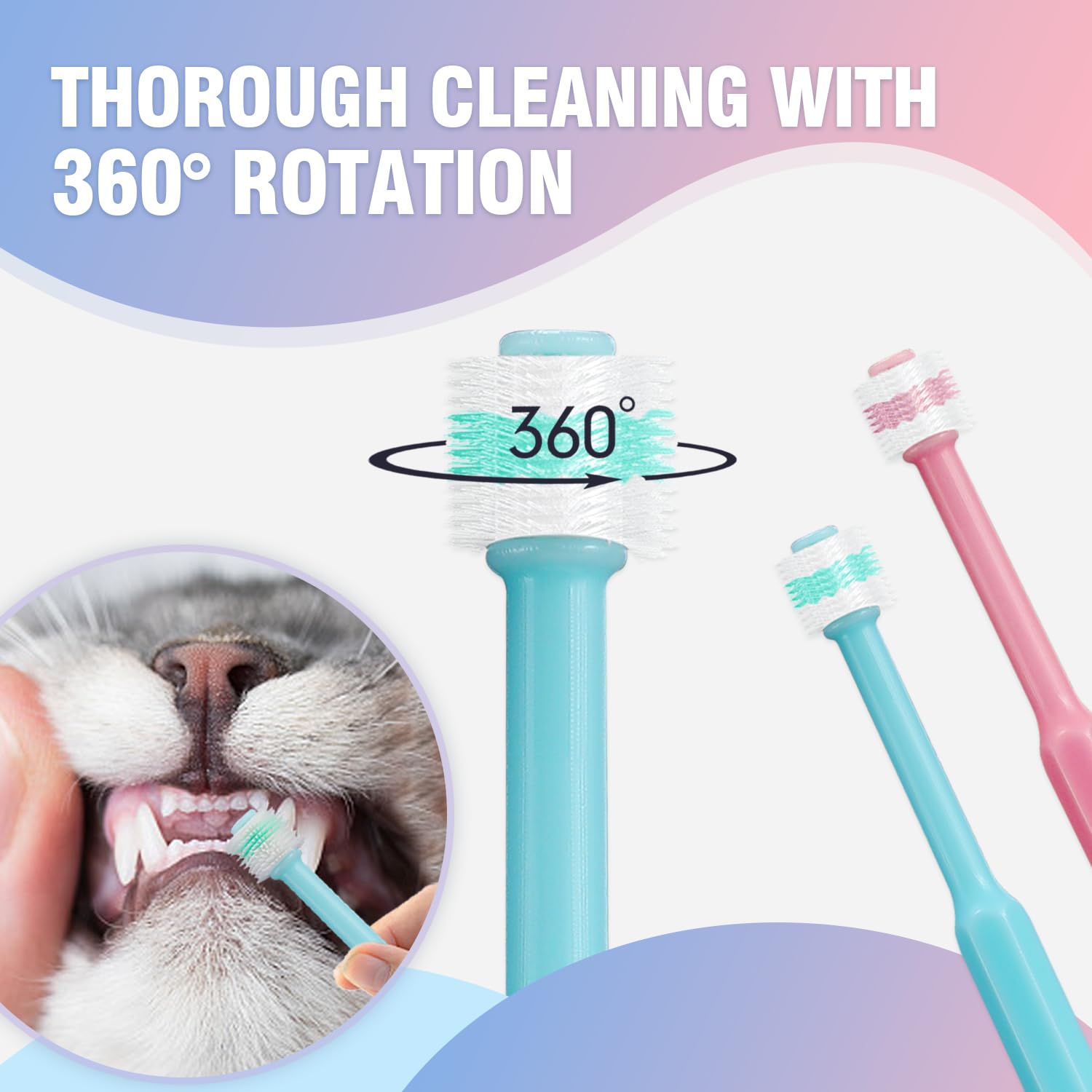 Pawsitive Vibes Pet Dental Care Kit | Cat Finger Toothbrush | Small Dogs & Cats | Secure Grip Thumb Brushes | Gentle Silicone Bristles | Anti-Bite & Extended Design