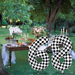 Checkered Number Balloon 1, Large Self Inflating Black and White Number 1 Balloon Decor, 40 Inch Helium Foil 1 Racing Balloons for Girls Boys 1st Birthday Fast Race Car Flag Party Decorations Supplies