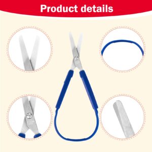 2 Pcs Loop Scissors Grip Scissors Adaptive Cutting Scissors Loop Handle Easy Self Opening Scissors Mini Loop Scissor for Kids Children Toddler Adults Special Needs, Paper Cutting Sewing Work Art Craft