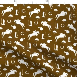 Spoonflower Fabric - Equestrian Brown White Horse Horses Wild Sketch Printed on Polartec(R) Fleece Fabric Fat Quarter - Sewing Blankets Loungewear and No-Sew Projects