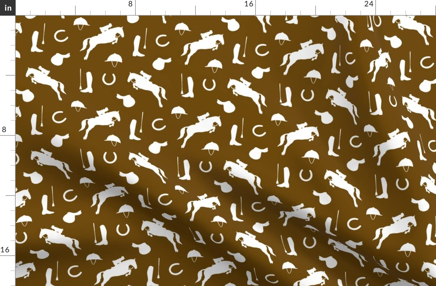 Spoonflower Fabric - Equestrian Brown White Horse Horses Wild Sketch Printed on Polartec(R) Fleece Fabric Fat Quarter - Sewing Blankets Loungewear and No-Sew Projects