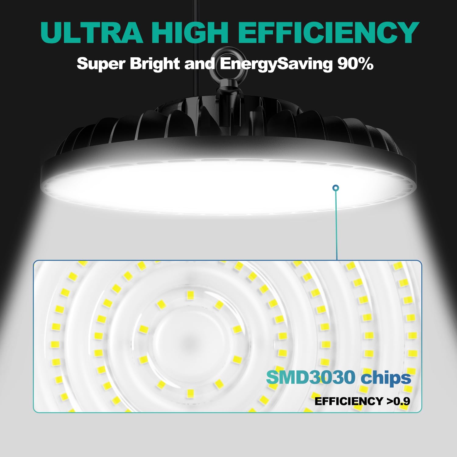 LIGHEART 10Pack UFO LED High Bay Light 300W,42000lm (Eqv.1000W MH/HPS) High Bay LED Lights, 6000K with US Plug Commercial Bay Lighting Energy Saving