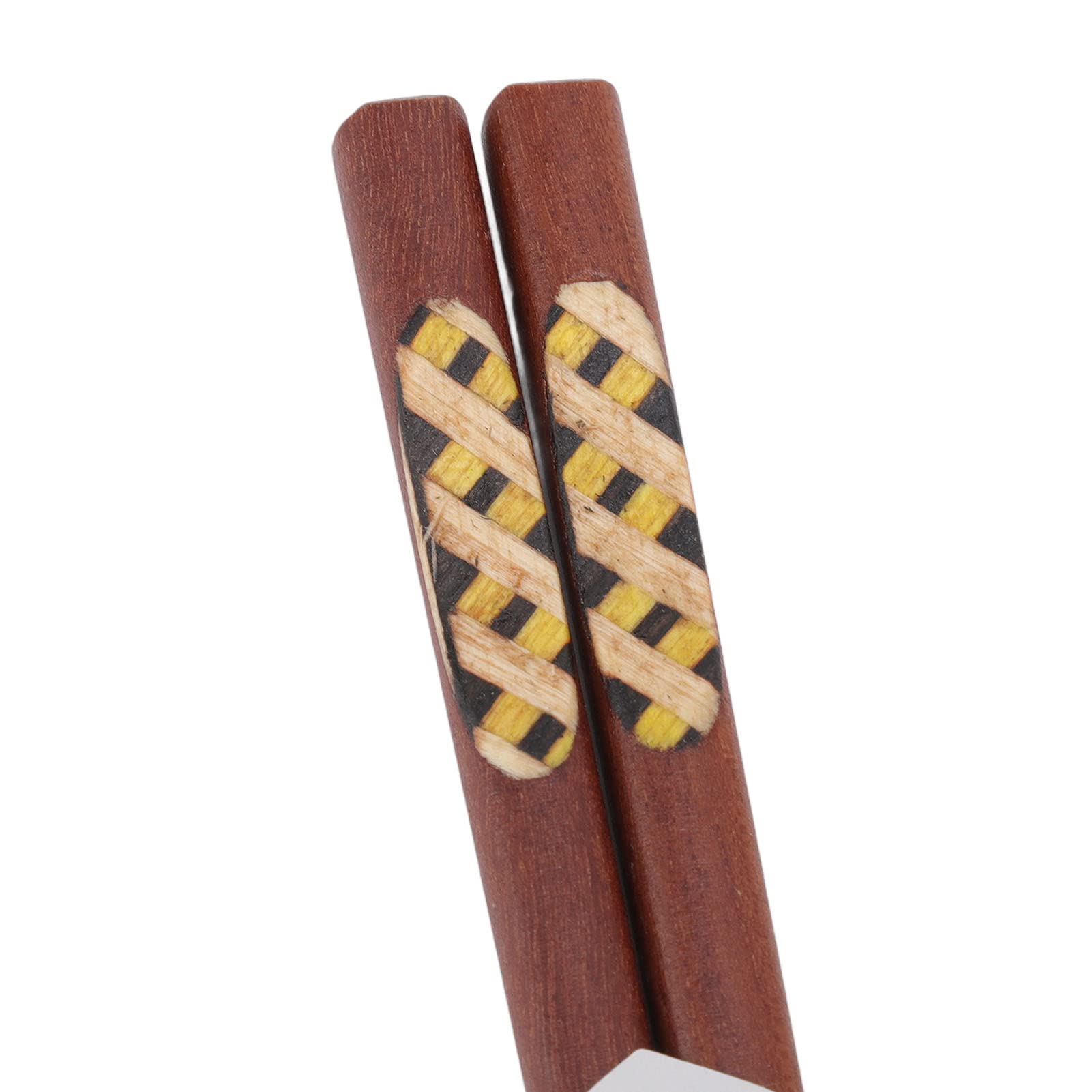 Wooden Chopsticks, 5 Pair Wooden Chopsticks Red Sandalwood Grooved Pattern Reusable Chop Sticks