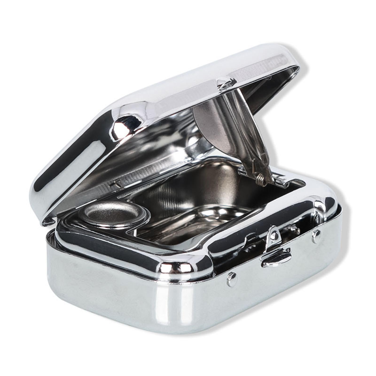 Xeerrfan Mini Portable Ashtray, Stainless Stell Ashtray with Lid, Outside Pocket Small Ash Tray Metal for Home Office Travel Car