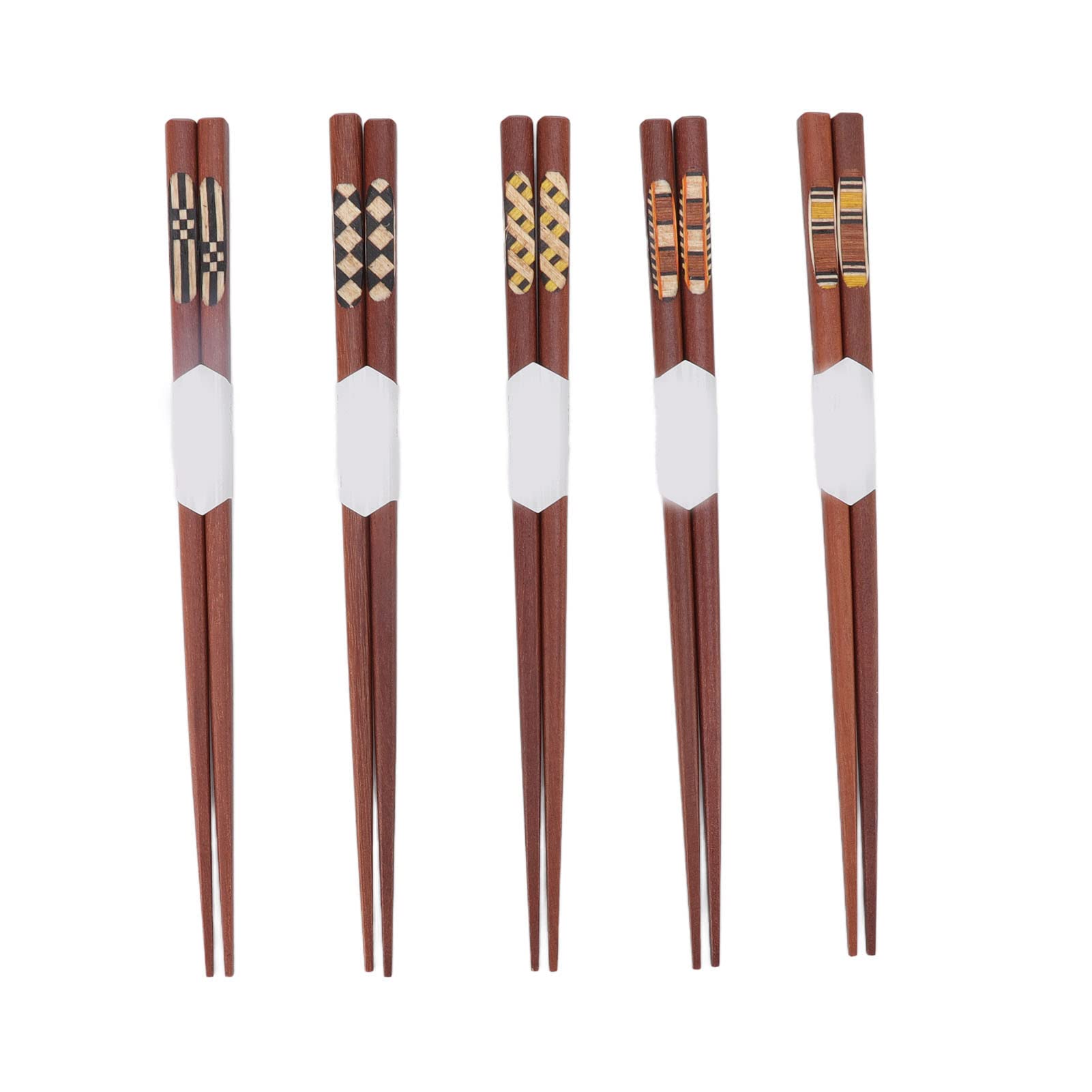 Wooden Chopsticks, 5 Pair Wooden Chopsticks Red Sandalwood Grooved Pattern Reusable Chop Sticks