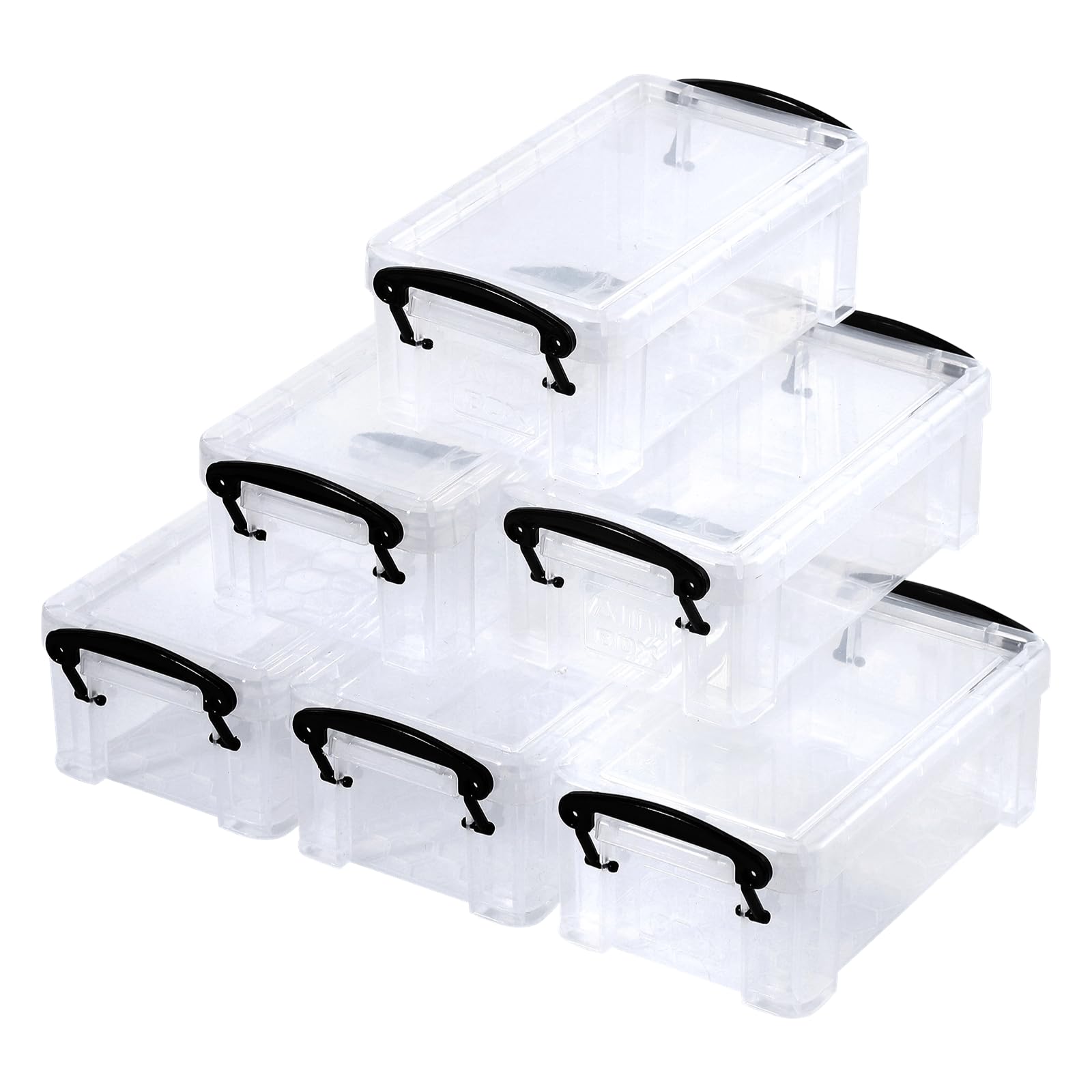 6 Pcs Mini Plastic Boxes, 5'' x 3'' x 1.8'' Small Clear Storage Containers with Locking Lids, Clear Plastic Organizers for Crafts, Stationery, Jewelry, Sewing, Multipurpose Cases for Accessories