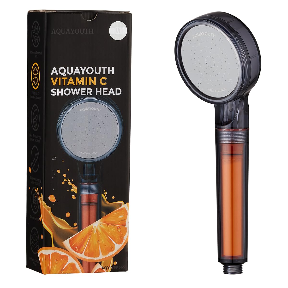 AquaYouth Vitamin C Handheld Shower Head | Built-in Vitamin C + Ceramic Balls Reduces Chlorine & Chloramine, While Improving Skin and Hair Health