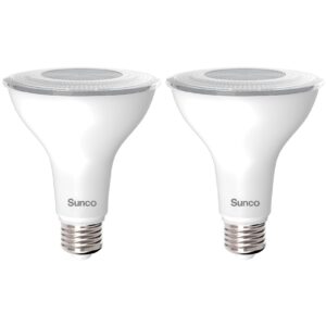 sunco 2 pack par30 led bulbs, 1200 lumens high brightness flood light indoor, 75w equivalent 11w, dimmable, 2700k soft white, e26 medium base, exterior, wet rated - ul