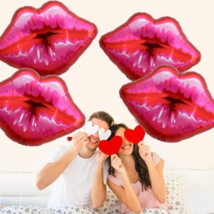 TONIFUL 8Pcs 30 Inch Red Lip Balloons Large Kiss Lips Foil Balloons for Valentine's Day Galentines Day Special Night Wedding Bridal Shower Anniversary Engagement Party Decorations