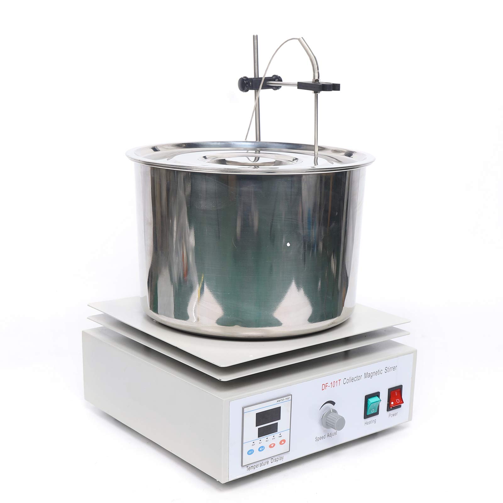 10L Thermostatic Magnetic Stirrer Digital Heating Lab Mixer Lab Thermostat 0-1400Rpm Heat-Gathering Magnetic Stirrer Water Oil Bath 400℃ Thermostat Tool with Hot Plate