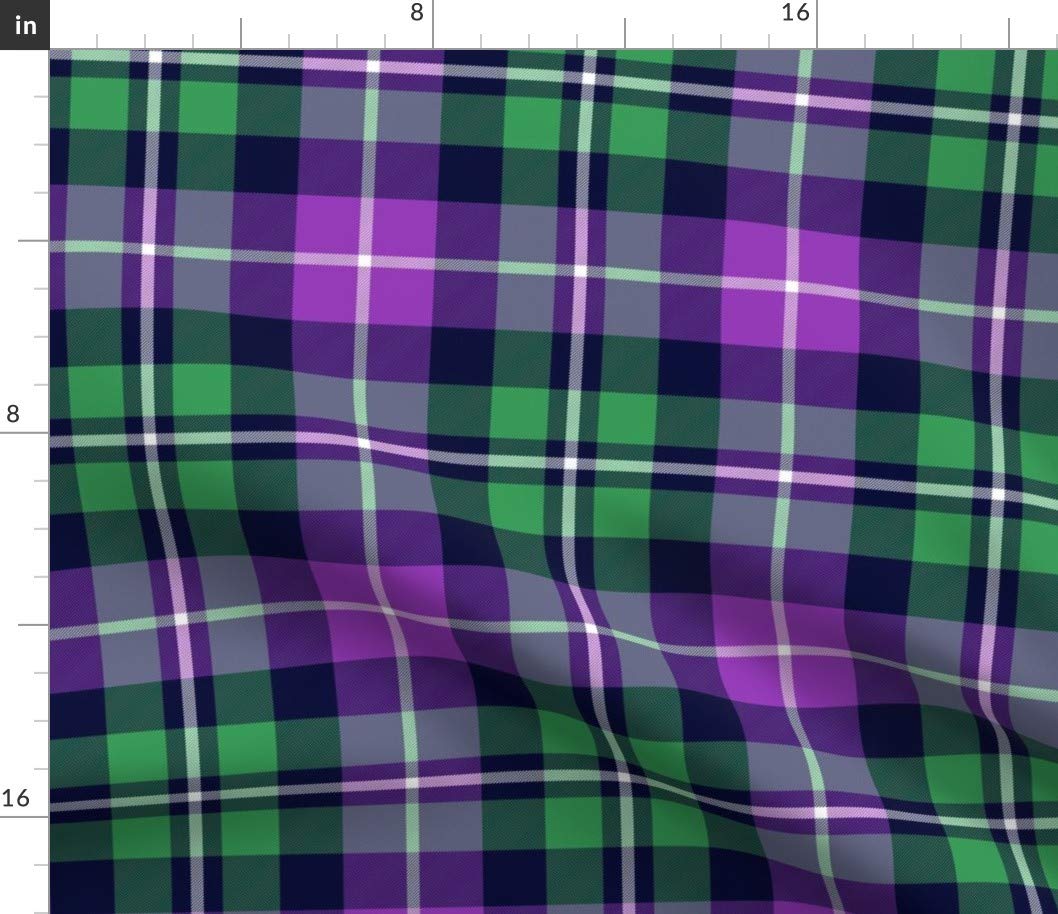 Spoonflower Fabric - Tartan Green Purple Plaid Scottish Block Colour Vibrant Printed on Petal Signature Cotton Fabric by The Yard - Sewing Quilting Apparel Crafts Decor