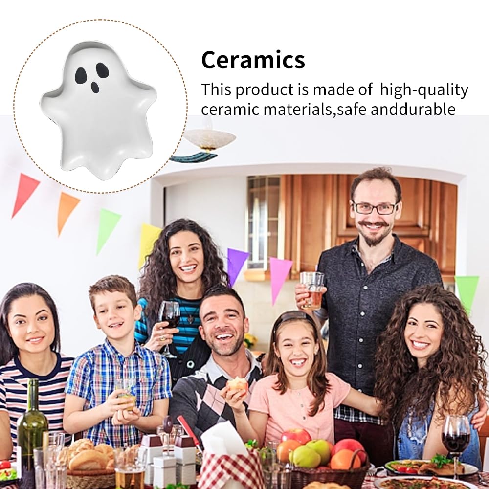 LYAPEONY Ceramic Ghost Plate (10.6 * 9.1in) | Reusable Halloween Plate for Everything from Desserts, Salads, Snacks, Candy, Appetizers and More (1)