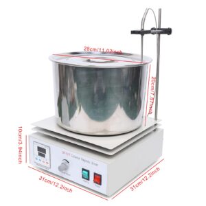 10L Thermostatic Magnetic Stirrer Digital Heating Lab Mixer Lab Thermostat 0-1400Rpm Heat-Gathering Magnetic Stirrer Water Oil Bath 400℃ Thermostat Tool with Hot Plate