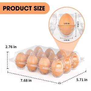 100 Pack Egg Cartons Cheap Bulk 12 Count Clear Plastic Egg Containers for Chicken Eggs, Reusable Egg Holder for Home Ranch Farm Commercial Market Display, Plastic Egg Packaging for Craft Projects