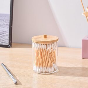 UUYYEO Clear Acrylic Cotton Pad Holder Cotton Swab Dispenser Jar Canister Cotton Rounds Case Vanity Countertop Organizer Jar Cotton Ball Storage Container with Lid