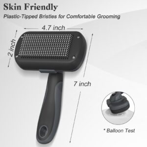 Swihauk Self Cleaning Slicker Brush - Skin Friendly for Dogs & Cats, Deshedding Grooming Tool for Shedding Hair, Puppy Brush for Haired Pets