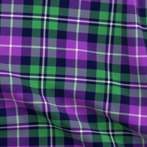 Spoonflower Fabric - Tartan Green Purple Plaid Scottish Block Colour Vibrant Printed on Petal Signature Cotton Fabric by The Yard - Sewing Quilting Apparel Crafts Decor