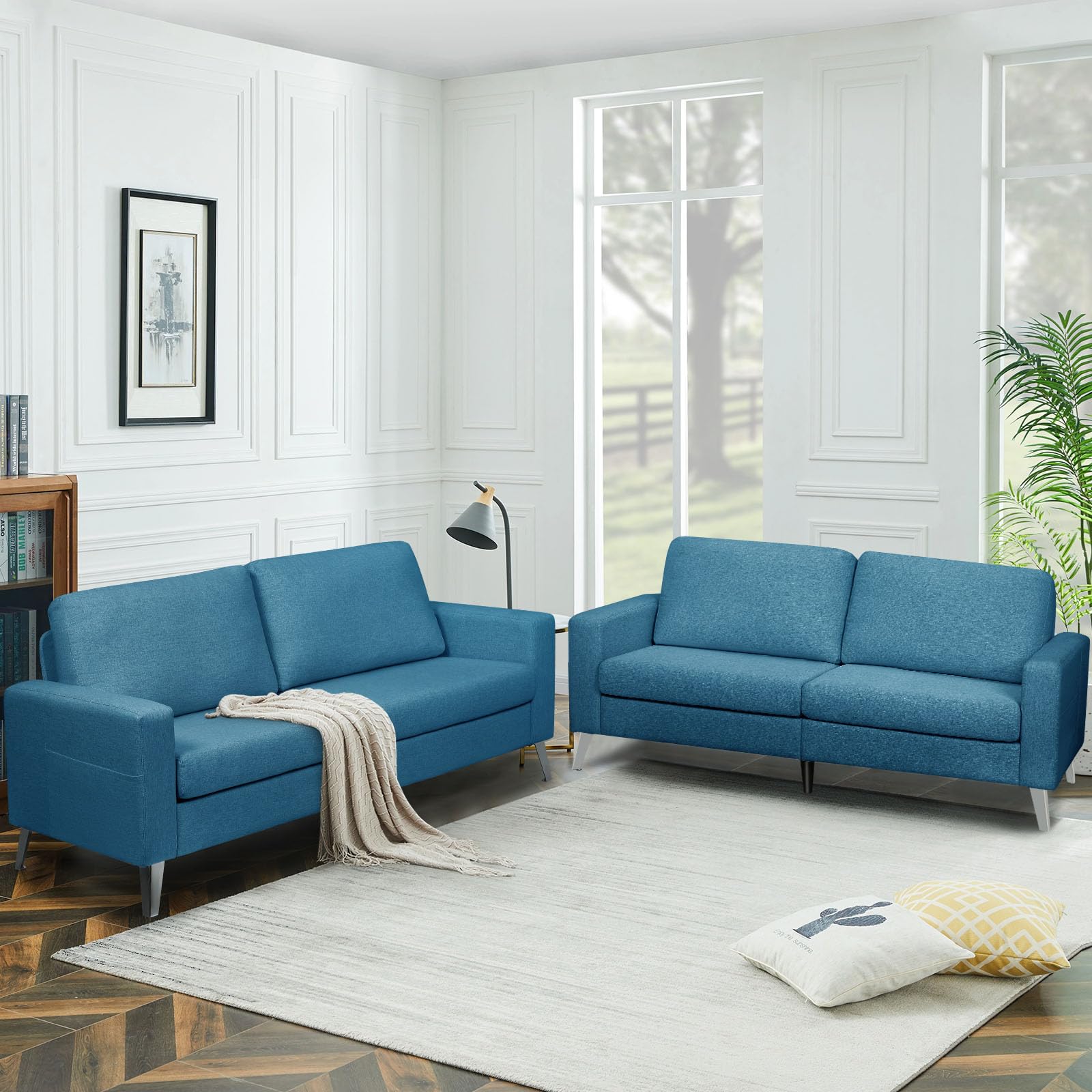 Esright Blue Sofa Couch, 2 Seats Sofa for Living Room 79" Wide, Oversied Loveast for Bedroom and More