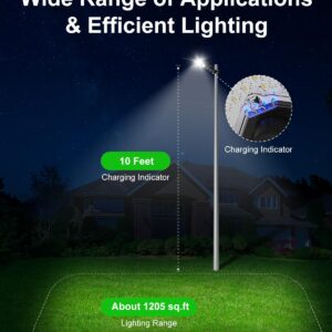 F-TECK Bright Solar Powered Street Lights Outdoor Motion Sensor Flood LED with Waterproof for Outside Backyard, Driveway, Parking Lot, Garage, Barn, Security Area Lighting with Remote Control Switch