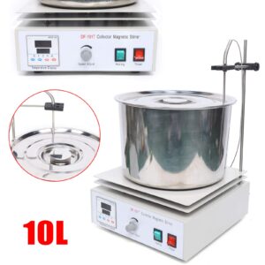 10L Thermostatic Magnetic Stirrer Digital Heating Lab Mixer Lab Thermostat 0-1400Rpm Heat-Gathering Magnetic Stirrer Water Oil Bath 400℃ Thermostat Tool with Hot Plate