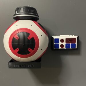 Wall mount for BB8 Droid Depot Star Wars Galaxy’s Edge with remote holder