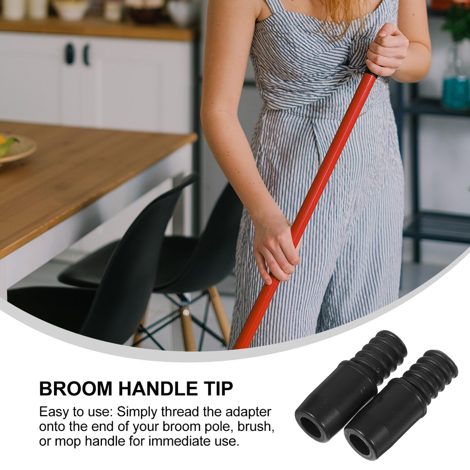 Angoily 2pcs Broom Handle Threaded End Broom Handle End Broom Handle Tips Extension Pole Accessories Threaded Extension Pole Attachment Broom Handle Connector Mop Stick Tip Replacement